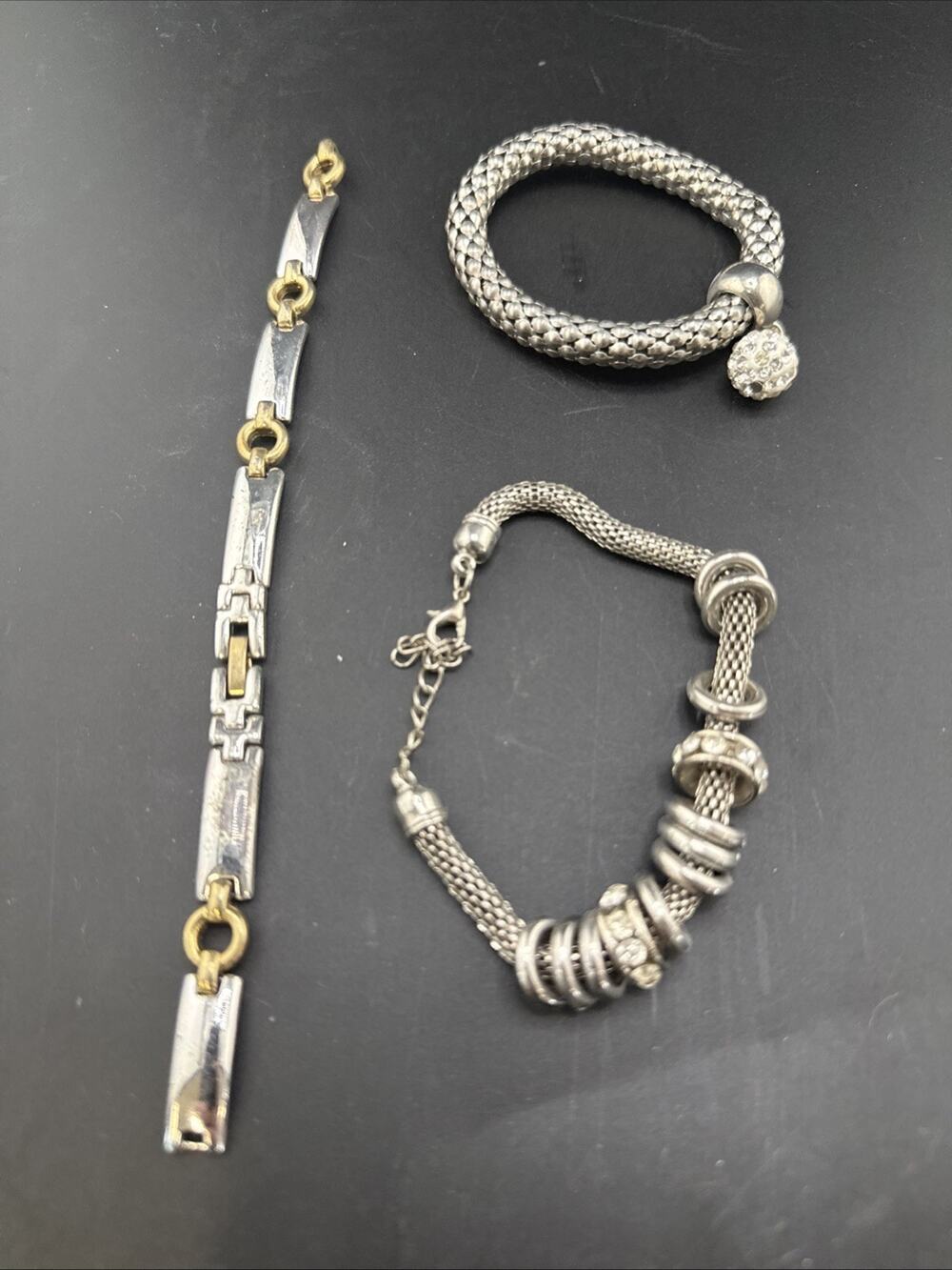 Lot Of 3 Silver Tones Bracelets